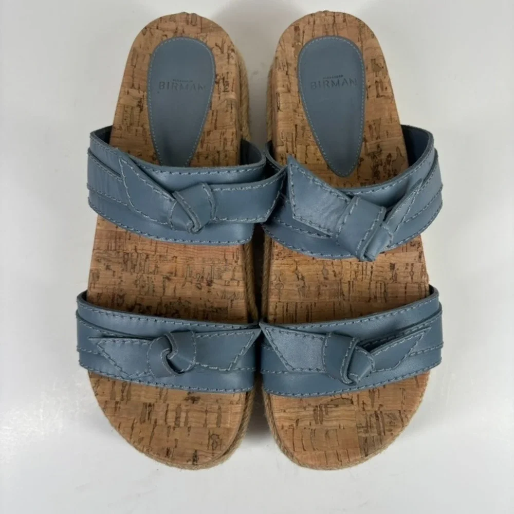 Alexandre Birman Clarita Women's 8.5 Blue Double-Knot Flatform Espadrille Sandal
